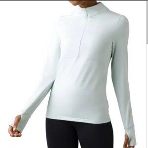 prAna Women's Ice Flow Half Zip Top Frost 4 Way Stretch Long Sleeve Size M NWT